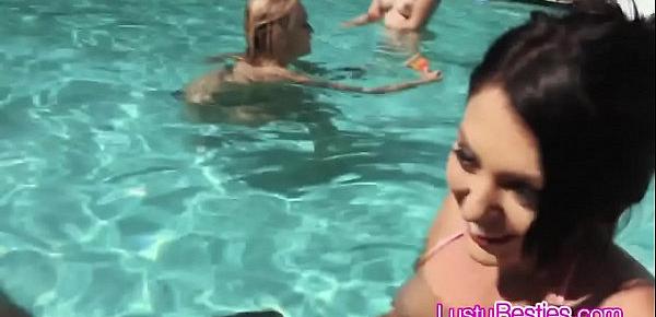  Pool party with hot teens turns to fivesome